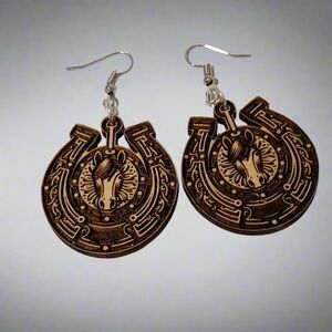 Handmade Horseshoe Dangle Earrings – Rustic Western Horse Jewelry
